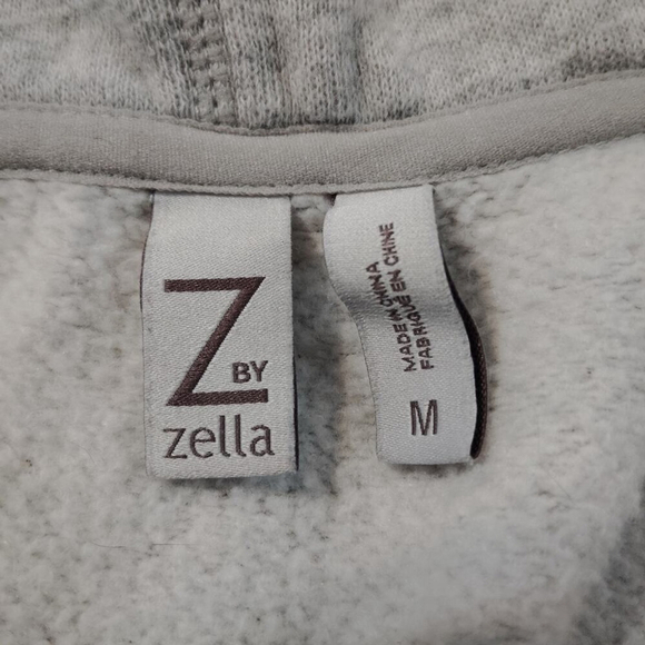 Z by Zella Women's Snap Front Jacket Size M Gray Wrap Collar Thumb Holes Cozy - Picture 4 of 9